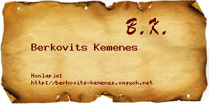 Berkovits Kemenes névjegykártya